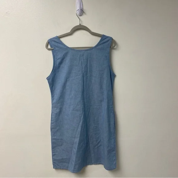 NWT Vintage Woolrich Sleeveless Button Down Chambray Dress‎ Pockets Extra Large - Picture 4 of 8